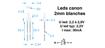 DECA6921 - Leds canons 2mm blanches - Decapod