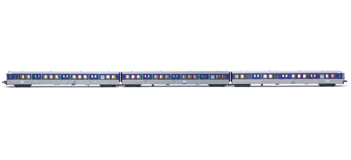 HJ4184 - Coffret de 3 voitures RIO 80 SNCF, livrée bleu/argent Centre - Jouef